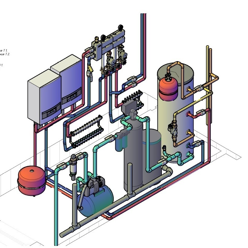 Проект котельной с настенным газовым котлом 24 кВт