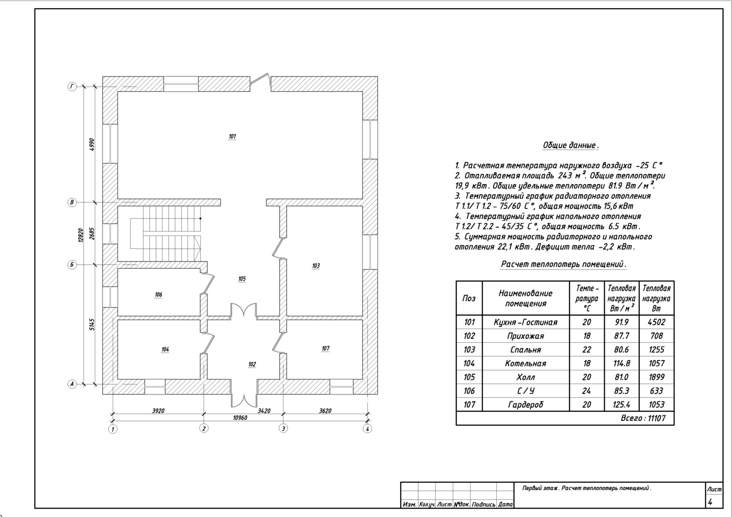Расчет теплопотерь одноэтажного дома